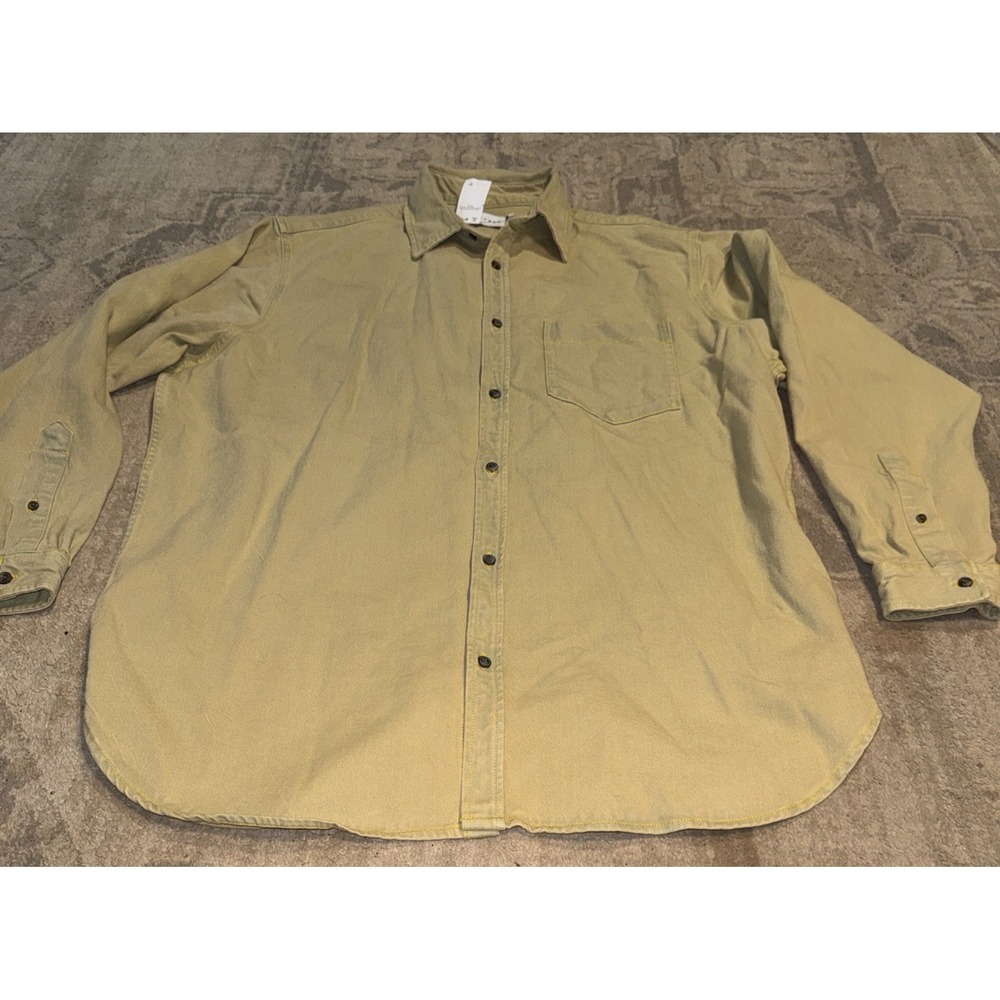 Topman‎ Mens Beige Tan Heavy Denim Style Button Down Sz Large  Shirt New
